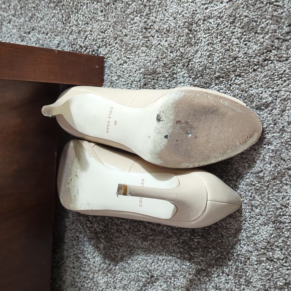 Cole Haan Leather Nude Peep-Toe Pumps - Picture 3 of 5